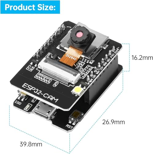 Aideepen 2-Pack ESP32 CAM Development Board, for ESP32-CAM MB WiFi/Bluetooth Development Board, DC 5V Dual Core Development Board with 2.4G Antennas IPEX, OV2640 Camera TF Card Module - Image 4