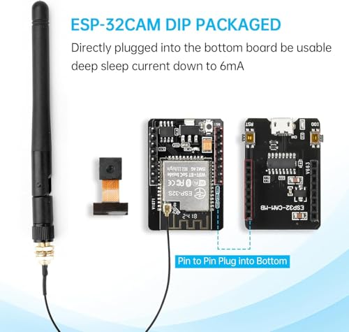 Aideepen 2-Pack ESP32 CAM Development Board, for ESP32-CAM MB WiFi/Bluetooth Development Board, DC 5V Dual Core Development Board with 2.4G Antennas IPEX, OV2640 Camera TF Card Module - Image 3
