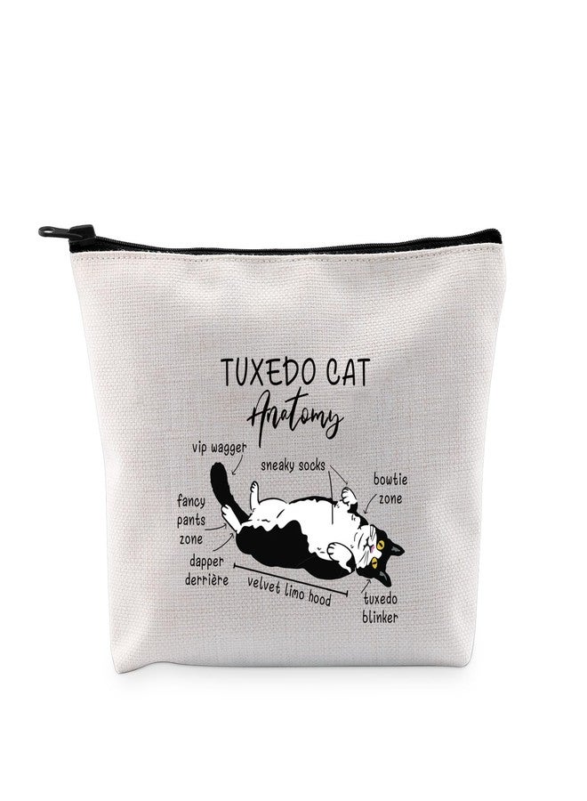 G2TUP T-uxedo C-at Lover Gift Tu-xedo Ca-t Anatomy Makeup Bag Tuxedo Cat Mom Cosmetic Bag Tuxedo Cat Owner Gift (Tuxedo Cat Anatomy MB) - Image 1