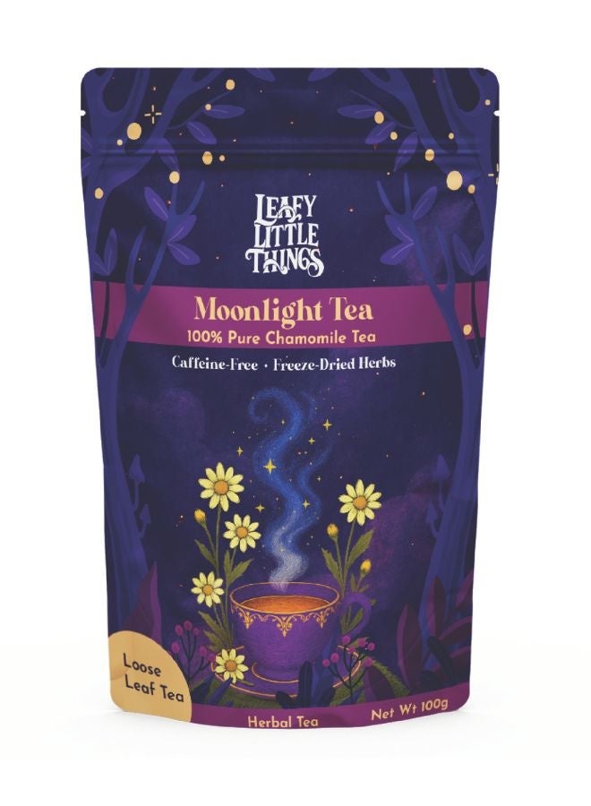Leafy Little Things Moonlight Herbal Chamomile Loose Tea | 100% Pure Chamomile Flowers | Relaxation & Sleep Support Tea | Caffeine-Free | 100g - Image 1