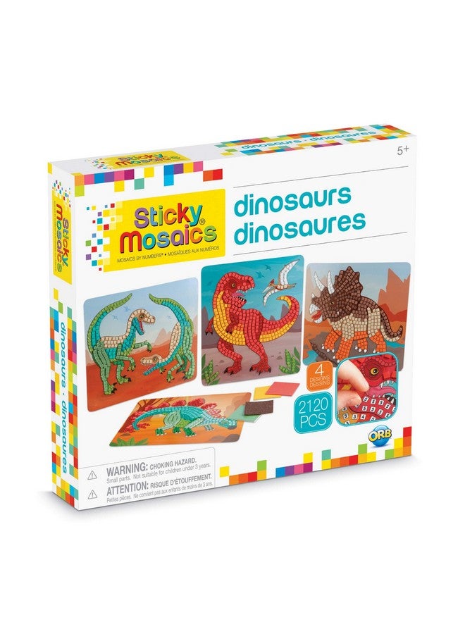 ORB Sticky Mosaics Dinosaurs Green/Brown/Orange/Blue 12" X 2" X 10.75" - Image 1