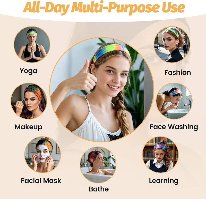HSEM KSA standard compatible design Headbands for Women - 6 Pack Wide Elastic Hair Bands | Stretchy Sweatbands Hair Bands | Soft Sports Thin Head Bands | Non-Slip Accessories Bands for Fashion, Washing Face, Workouts, Yoga, Daily Use Regional distribution available - Image 5
