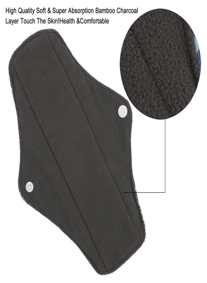 Phogary Reusable Menstrual Pads (7 in 1, 25.4cm 4 Layers, Bamboo Cloth Pads for Heavy Flow with Wet Bag, Large Sanitary Pad Set with Wings for Women, Washable Overnight Cloth Panty Liners Period - Image 2