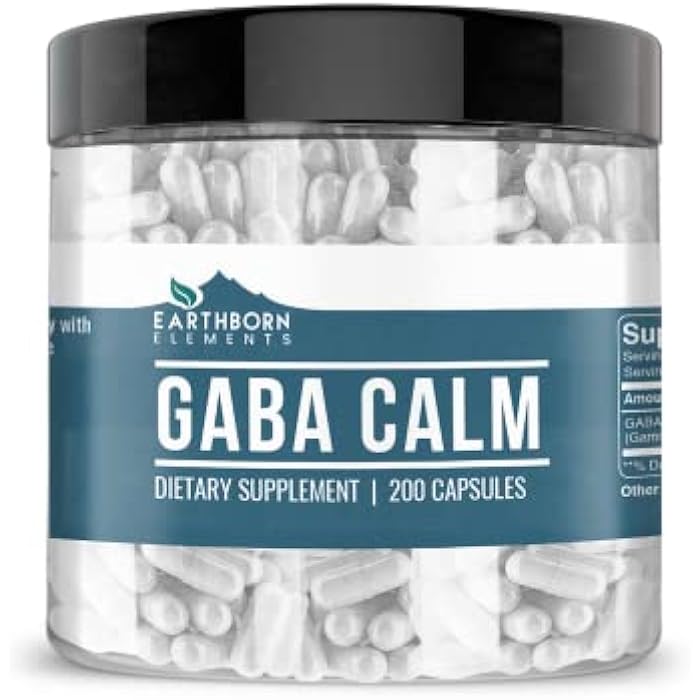 Earthborn Elements GABA (Gamma Aminobutyric Acid) 200 Capsules, Pure & Undiluted, No Additives - Image 1