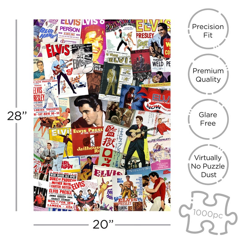 AQUARIUS Elvis Movie Poster Collage Puzzle 1000 Piece Jigsaw Puzzle  Officially Licensed Elvis Merchandise  Collectibles  Glare Free  Precision Fit  Virtually No Puzzle Dust  20 x 28 Inches - Image 3