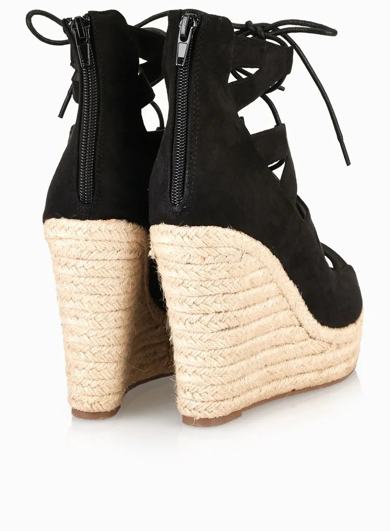 Dolcis Hilary Strappy Lace Up Wedge Espadrilles