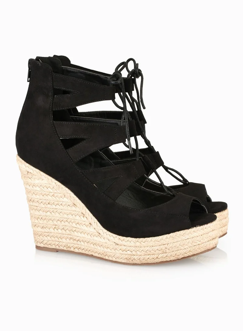 Dolcis Hilary Strappy Lace Up Wedge Espadrilles