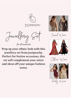 Just Peachy Just Peachy Gold-Plated Red & White Stone-Studded Jewellery Set – Stunning Necklace & Earrings for Weddings, Parties, and Special Occasions with Elegant Red and White Stones  - Image 5