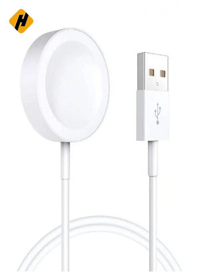 HuHa Portable Smart USB Watch Charger Cable Magnetic Wireless Charging Dock For Apple iWatch (Series 7/6/5/4/3/2) Apple watch For iPhone - White - Image 1