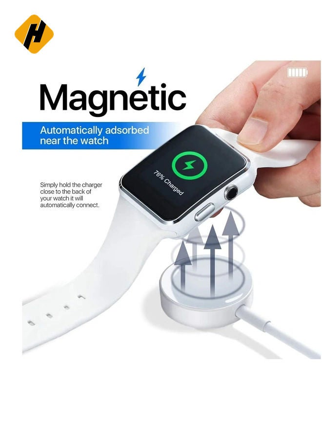 HuHa Portable Smart USB Watch Charger Cable Magnetic Wireless Charging Dock For Apple iWatch (Series 7/6/5/4/3/2) Apple watch For iPhone - White - Image 3