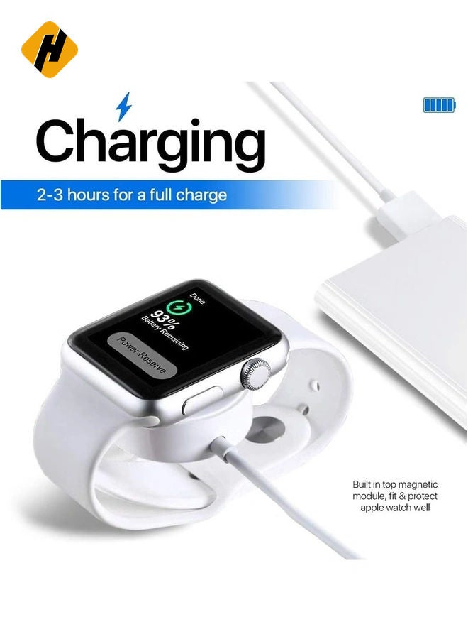 HuHa Portable Smart USB Watch Charger Cable Magnetic Wireless Charging Dock For Apple iWatch (Series 7/6/5/4/3/2) Apple watch For iPhone - White - Image 4