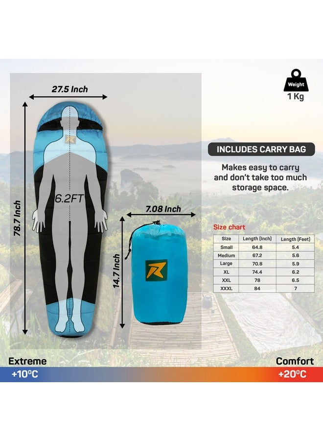 Rocksport Camplite +10°C to +20°C Mummy Shape Sleeping Bag for Camping, Hiking, Indoor & Outdoor, Warm Sleep Bag l Free Air Pillow & Adventure Pass - Image 3
