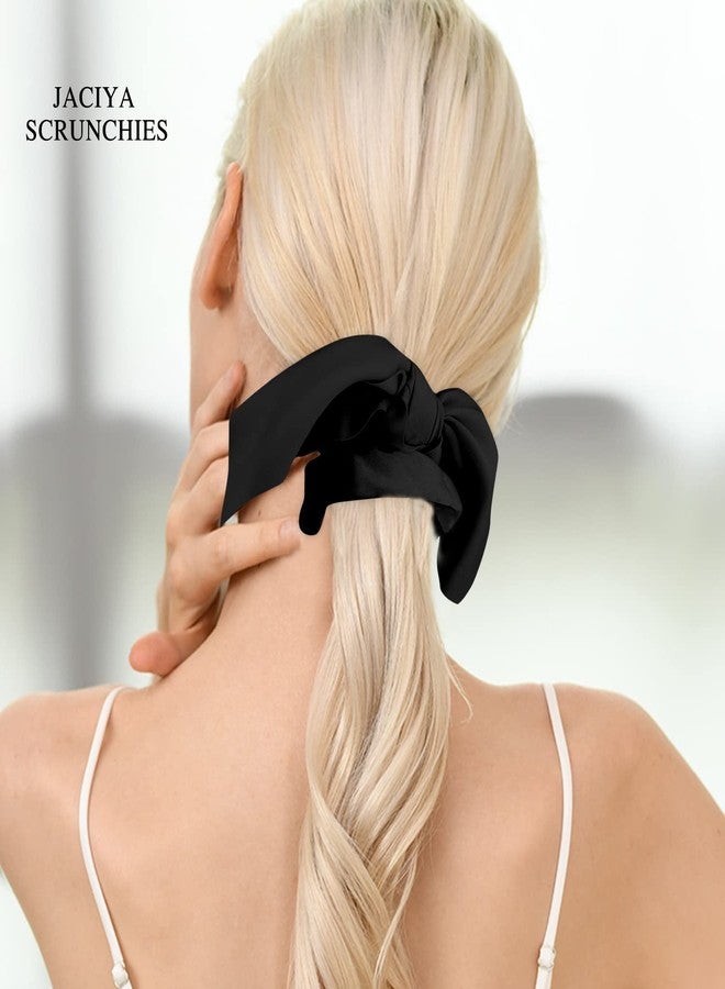 جاسيا ربطات شعر جاسيا السوداء، ربطات شعر حريرية على شكل فيونكة، ربطات شعر على شكل آذان وذيل أرنب، إكسسوارات شعر للنساء - Image 4
