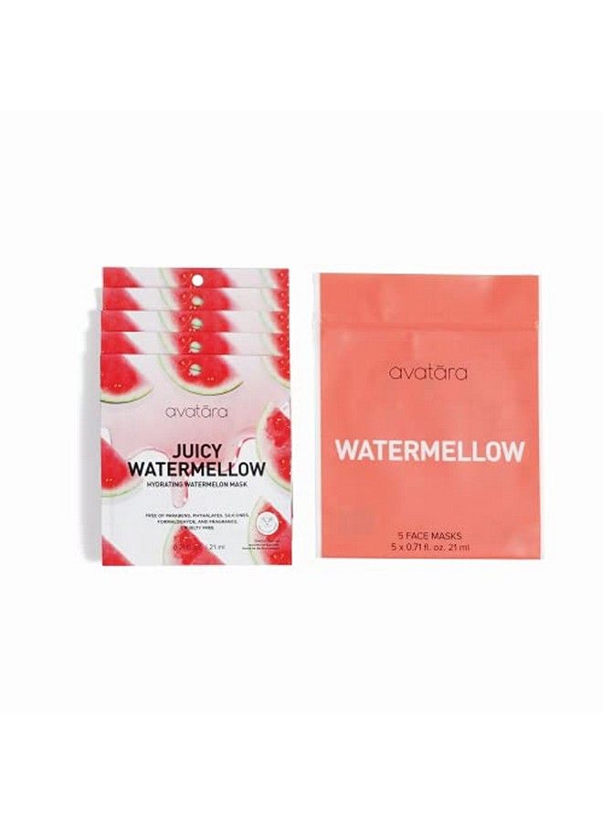 Avatara Juicy Watermellow Facial Sheet Mask Hydrating Watermelon Mask 5 Pack - Image 1