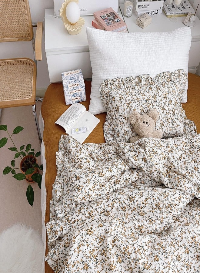 AOJIM Baby Muslin Duvet Cover with Floral Patterns, 1pc Pure Cotton Kids Bedding Comforter Cover 2-Layer Gauze 47X59'', Ruffled Design Baby Duvet Protector for Girls Boys, No Quilt or Pillowcases - Image 3