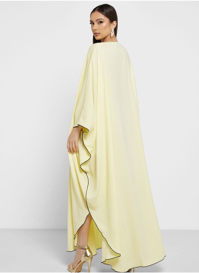 hayas closet - Embroidered Cape Sleeve Abaya - Image 1