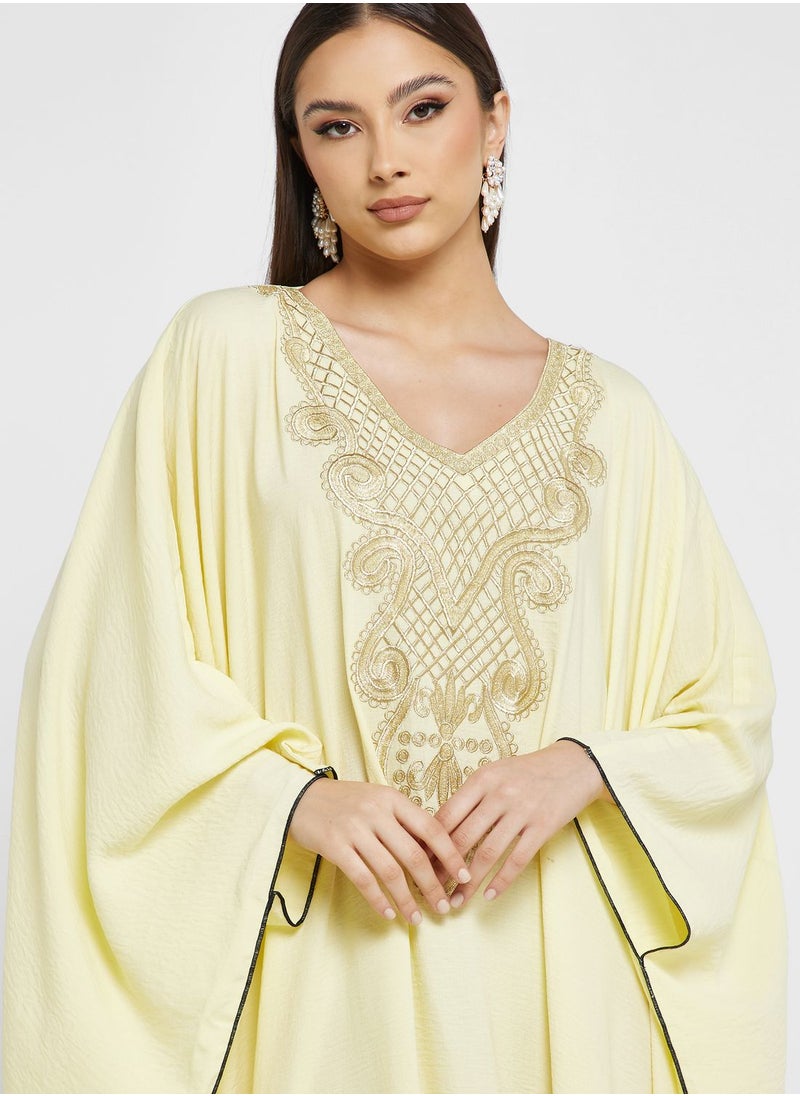 hayas closet - Embroidered Cape Sleeve Abaya - Image 1