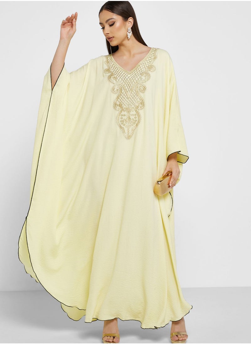hayas closet - Embroidered Cape Sleeve Abaya - Image 1