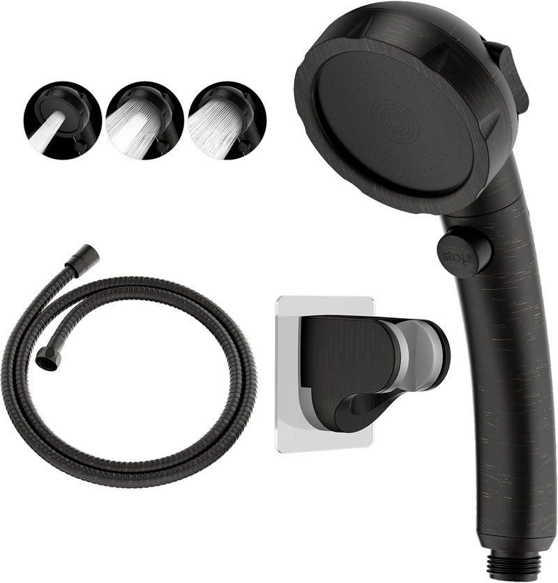 KAIYING Drill-Free High Pressure Handheld Shower Head with ON/OFF Pause Switch 3 Spray Modes Water Saving Showerhead, Detachable Puppy Shower Accessories (Oil-Rubbed Bronze) - Image 1