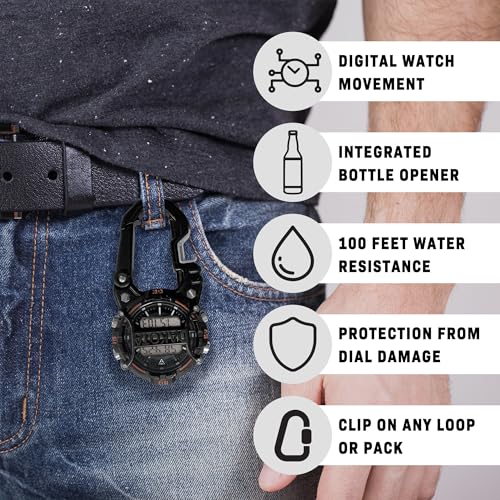 Dakota Bottle Opener Cage Clip, Premium Quality, Outdoor Gifts for Men, Use for Field and Work, Pocket Watch, Fob Tactical Watch with LED Flashlight, Dial Protector - Black - Dial Cage - Image 2