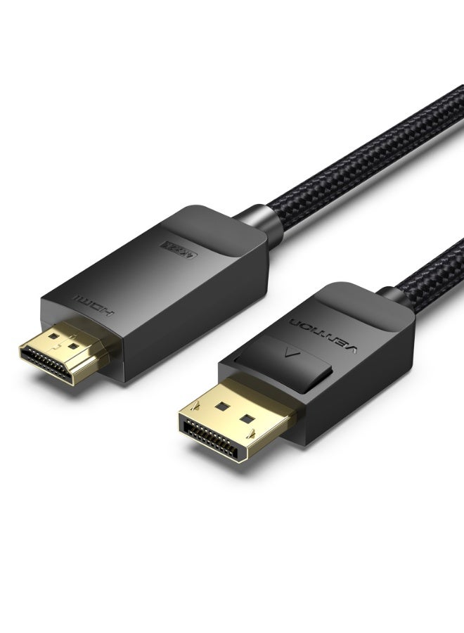 VENTION Cotton Braided 4K DP Male to HDMI-A Male HD Cable 1.5M Black Model - Image 1