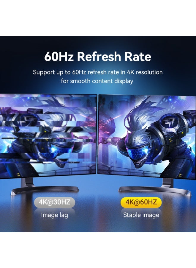 VENTION Cotton Braided 4K DP Male to HDMI-A Male HD Cable 1.5M Black Model - Image 3