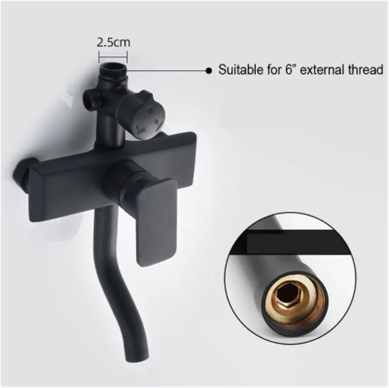Square Bathroom Shower Tube Extend Pipe 30CM Extension Tube Bar,Heighten Pipe Sliding Bar Shower Tube Lengthen Pipe(Black) - Image 5