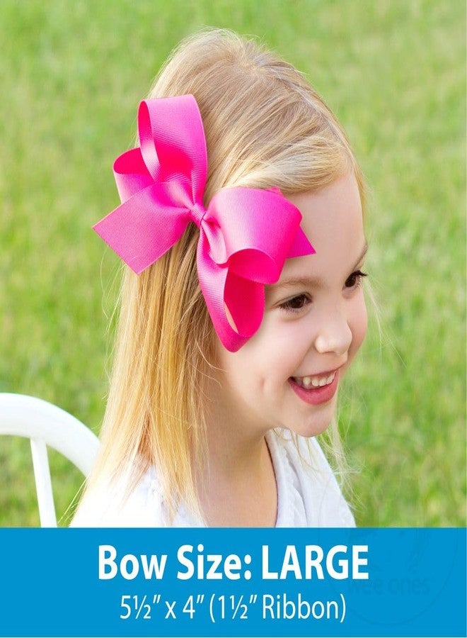 Wee Ones Girls 2 Pack Grosgrain Hair Bows with Plain Wrap Centre on a Wee Stay No Slip Clip, Large, Millenium Blue - Image 3