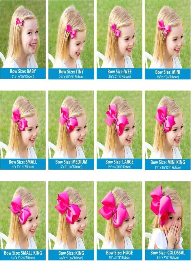 Wee Ones Girls 2 Pack Grosgrain Hair Bows with Plain Wrap Centre on a Wee Stay No Slip Clip, Large, Millenium Blue - Image 4