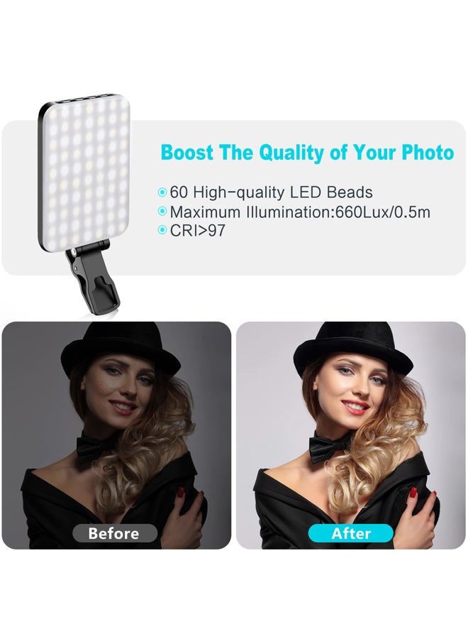Anautin Selfie Light, 60 LED 2200mAh Rechargeable Cell Phone Fill Light 7 Modes, 10-Level Brightness, Portable Clip on Light for Phone/Tablet/Laptop, Zoom Call Vlog Makeup TikTok Video Fill Light - Image 5