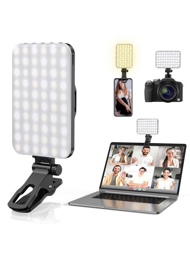Anautin Selfie Light, 60 LED 2200mAh Rechargeable Cell Phone Fill Light 7 Modes, 10-Level Brightness, Portable Clip on Light for Phone/Tablet/Laptop, Zoom Call Vlog Makeup TikTok Video Fill Light - Image 1