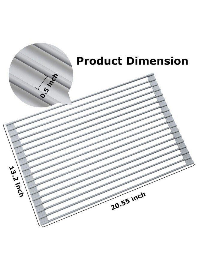 NILKANTH - Over The Sink Multipurpose Roll-Up Dish Drying Rack (Warm Gray, Large)(Stainless Steel;Silicone) - Image 3