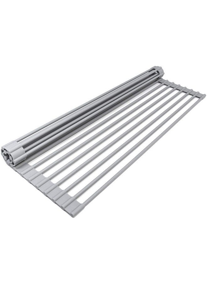 NILKANTH - Over The Sink Multipurpose Roll-Up Dish Drying Rack (Warm Gray, Large)(Stainless Steel;Silicone) - Image 1