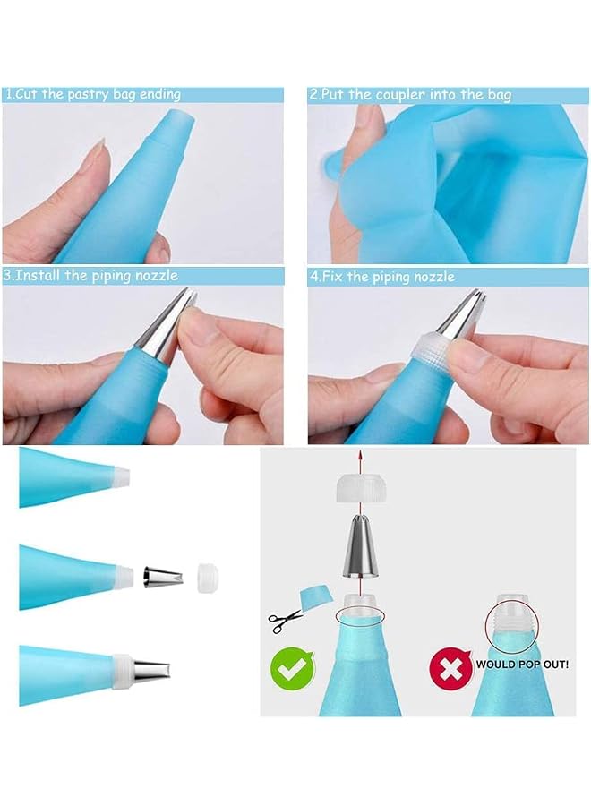 S-TOP Piping Bag and Tips Cake Decorating Supplies Kit Baking Supplies Cupcake Icing Tips with Pastry Bag for Baking Decorating Cake - Image 2