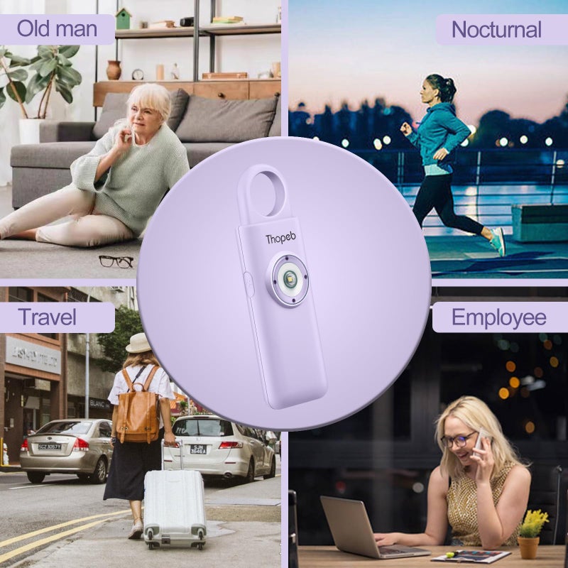 Thopeb The Original Personal Safety Alarm for Womenn by Women– Loud Siren Birdie Sound, Strobe SOS LED Light, Be Safe with Personal Alarm– Self Defense Keychain for College Essentials (Purple) - Image 5