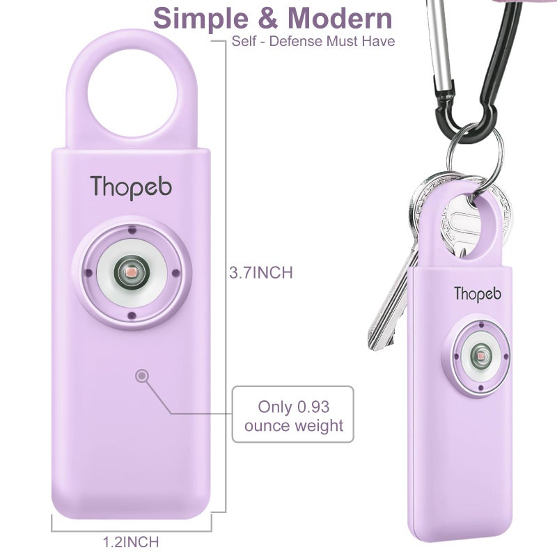 Thopeb The Original Personal Safety Alarm for Womenn by Women– Loud Siren Birdie Sound, Strobe SOS LED Light, Be Safe with Personal Alarm– Self Defense Keychain for College Essentials (Purple) - Image 3