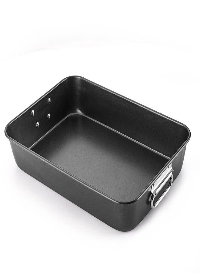 HONGBAKE Nonstick Lasagna Pan 3 Inch Deep, 9x13 Baking Pan, Rectangular Sheet Cake Pan, Roasting Pan for Oven with Stainless Steel Handles, Dishwarsher Safe, Dark Grey - Image 1