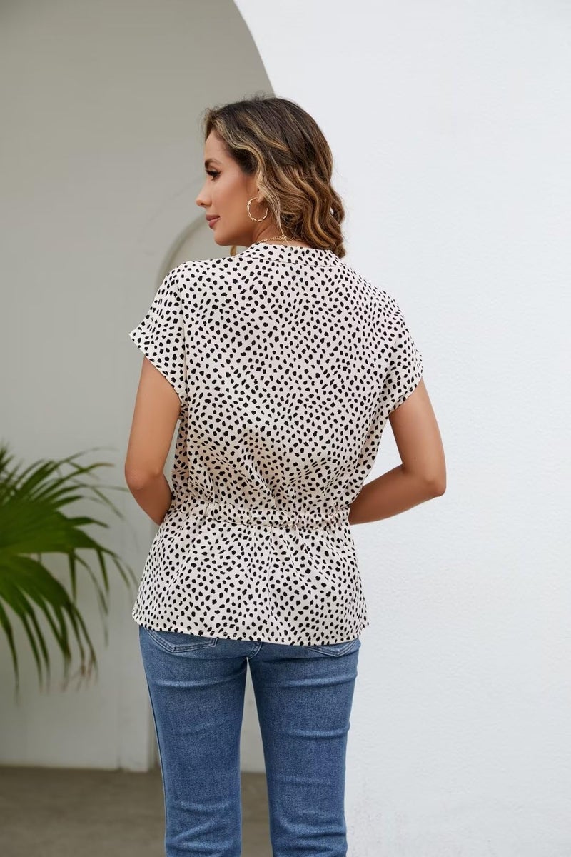 CiCiBird Womens Button Down Blouses Casual Peplum Summer Tops Dressy Chiffon Work Blouse Floral L - Image 2