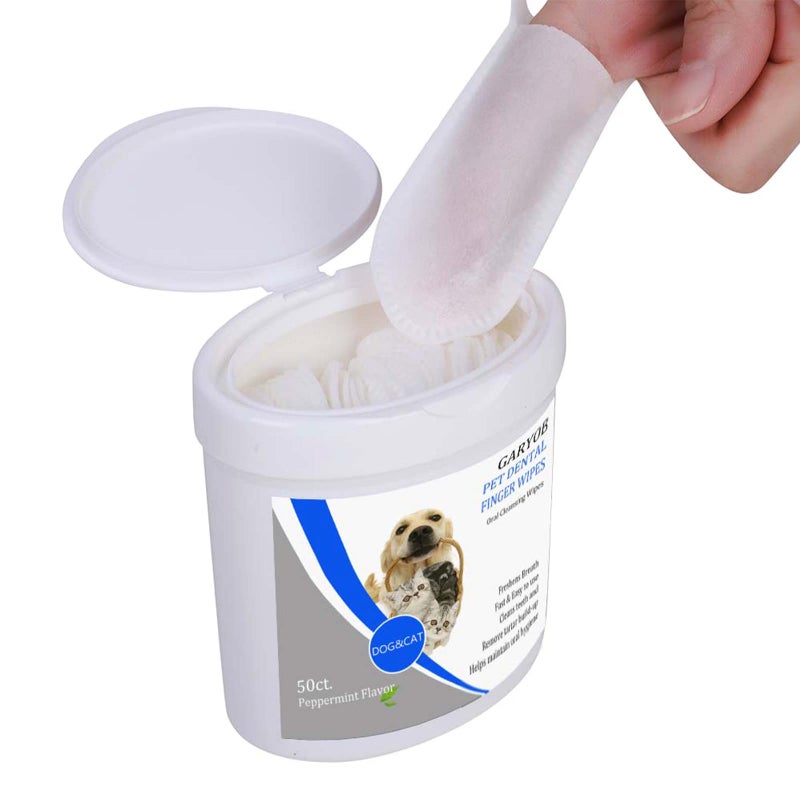 GARYOB Pet Dental Fingers Wipes, Oral Cleansing Teeth Wipes Pads for Dogs and Cats - Optimize Oral Health, Freshen Breath- 50 Count - Image 5