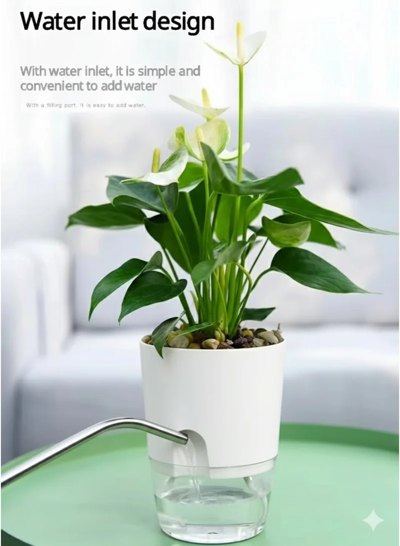 Thugfit  Self-Watering Planter Pots with Water Inlet Lip and Clear Deep Reservoir - Modern Indoor/Outdoor Flower Pots for Windowsill, Home Decor & African VioletsMEDIUM 3 POTS PACK A705  | Best Price UAE