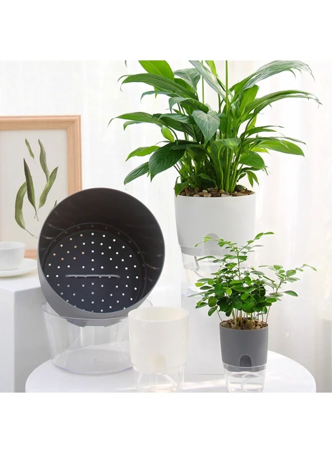 Thugfit Self-Watering Planter Pots with Water Inlet Lip and Clear Deep Reservoir - Modern Indoor/Outdoor Flower Pots for Windowsill, Home Decor & African VioletsMEDIUM 3 POTS PACK A705