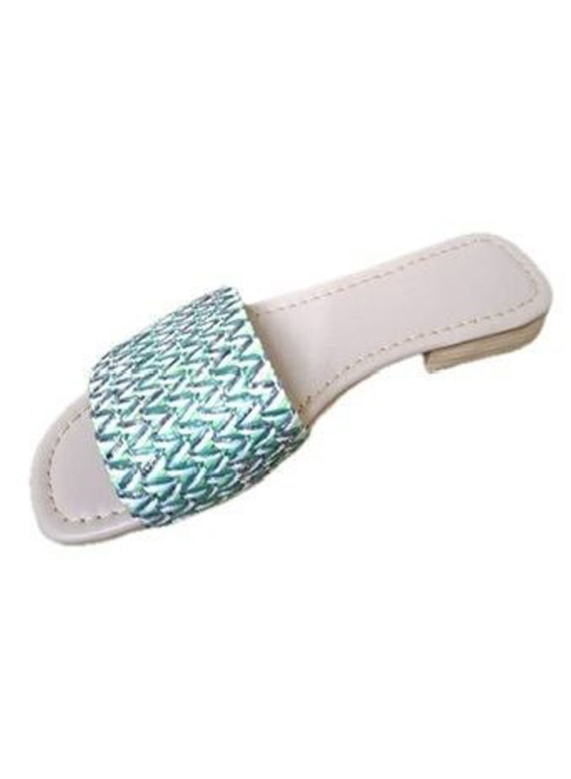 Karisma Flat Squared Toe Slippers With Simple Canvas Embroidered Upper Strap - Image 3