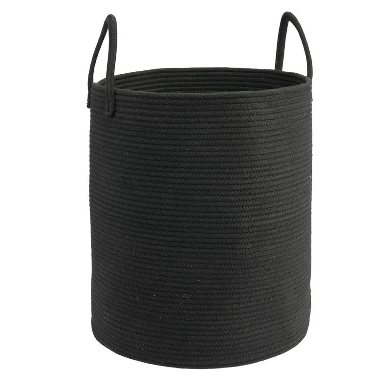JUNBOLE Woven Cotton Rope Laundry basket-15â€X20â€ Laundry Hamper-Rope Storage Basket for Dirty Clothes, Toys and Blankets Perfect for Bathroom, Baby nursery and Living Room Storage (black) - Image 1