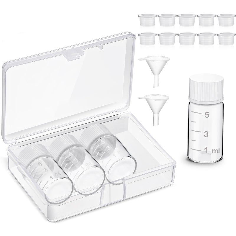 Baderke 4 Pcs Liquid Medicine Travel Container Scale Glass Liquid Containers Small Single Dose Medicine Bottles Dispenser and Leakproof Plug Travel Essentials AccessoriesClear5ml