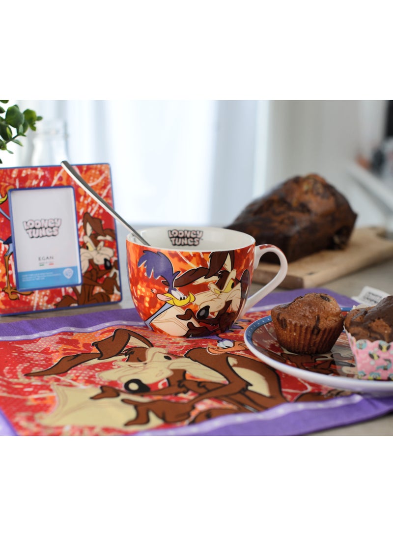 EGAN طقم إفطار لوني تونز – كوب وموضع قطن – طقم إفطار للأطفال مكون من قطعتين featuring شخصيات لوني تونز – أدوات المائدة (دافي داك) - Image 2