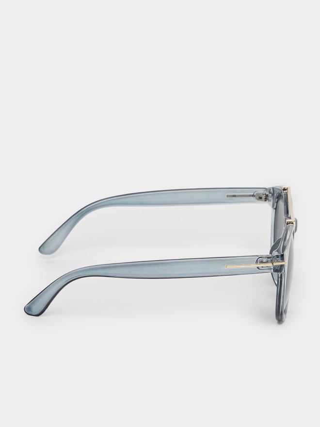 ستايلي نظارات شمسية دائرية بجسر مزدوج ستايلي بلون موحد - Image 3