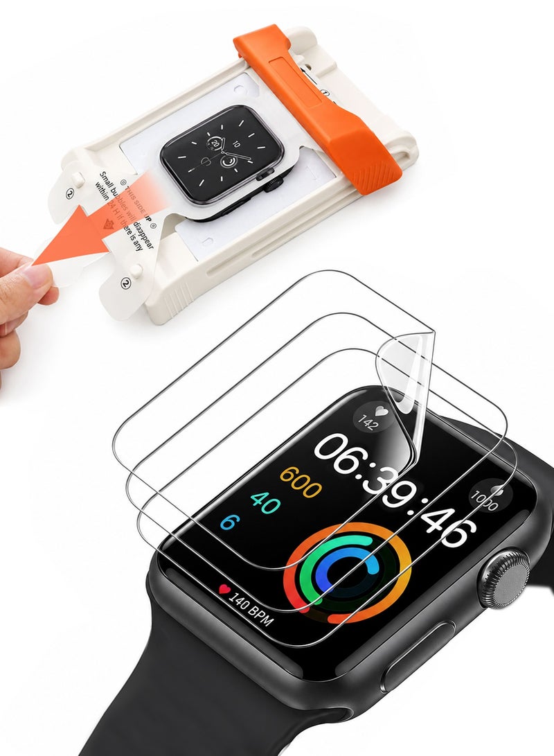 3 Pack Screen Protector for Apple Watch 40mm, Series SE 4/5/6, with Auto Easy Installation Kit, Self-Healing TPU Soft Full Coverage Film, Anti-Scratch, Bubble-Free, Touch Sensitive, HD Clear - Image 1