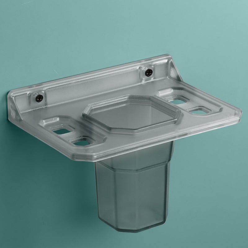 Planet ABS Plastic Tumbler Holder/Wall Mount Toothpaste Holder/Stand for Bathroom/Organizer for Bathroom/Tooth Brush Rack/Bathroom Accessories (Transparent) - Image 4