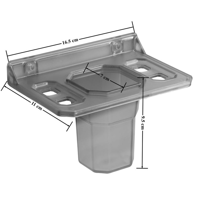 Planet ABS Plastic Tumbler Holder/Wall Mount Toothpaste Holder/Stand for Bathroom/Organizer for Bathroom/Tooth Brush Rack/Bathroom Accessories (Transparent) - Image 3