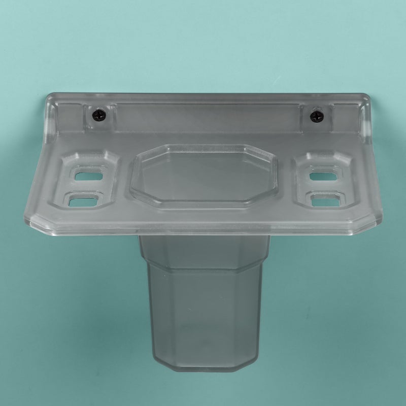 Planet ABS Plastic Tumbler Holder/Wall Mount Toothpaste Holder/Stand for Bathroom/Organizer for Bathroom/Tooth Brush Rack/Bathroom Accessories (Transparent) - Image 5